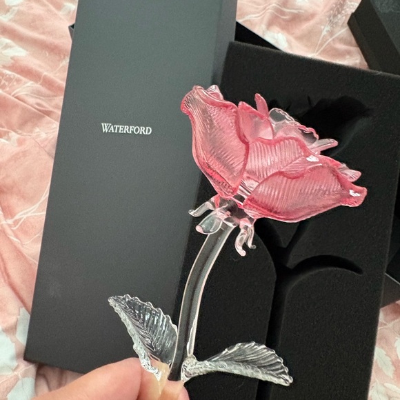 Waterford Other - Waterford Pink and Clear Crystal Rose Figurine